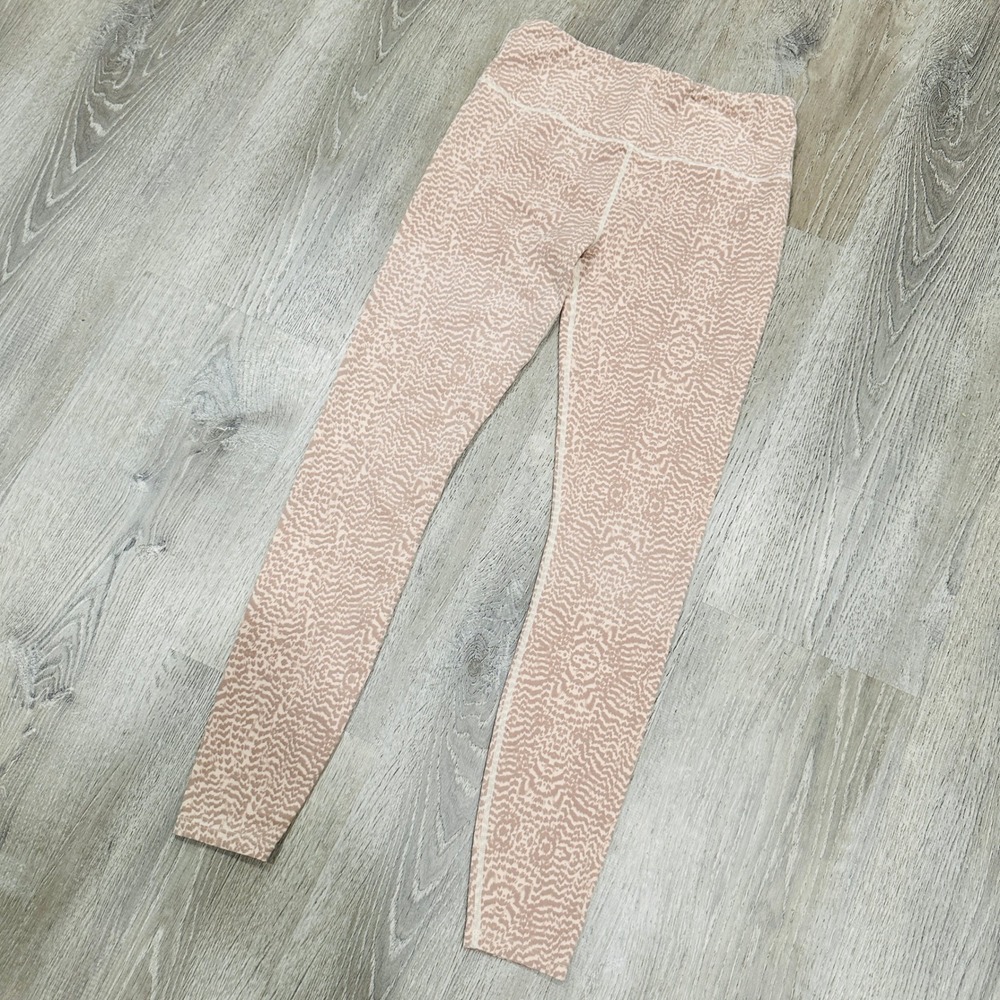 Varley Lets Move High Rise Leggings Tan Cream Abstract Animal Print Womens M